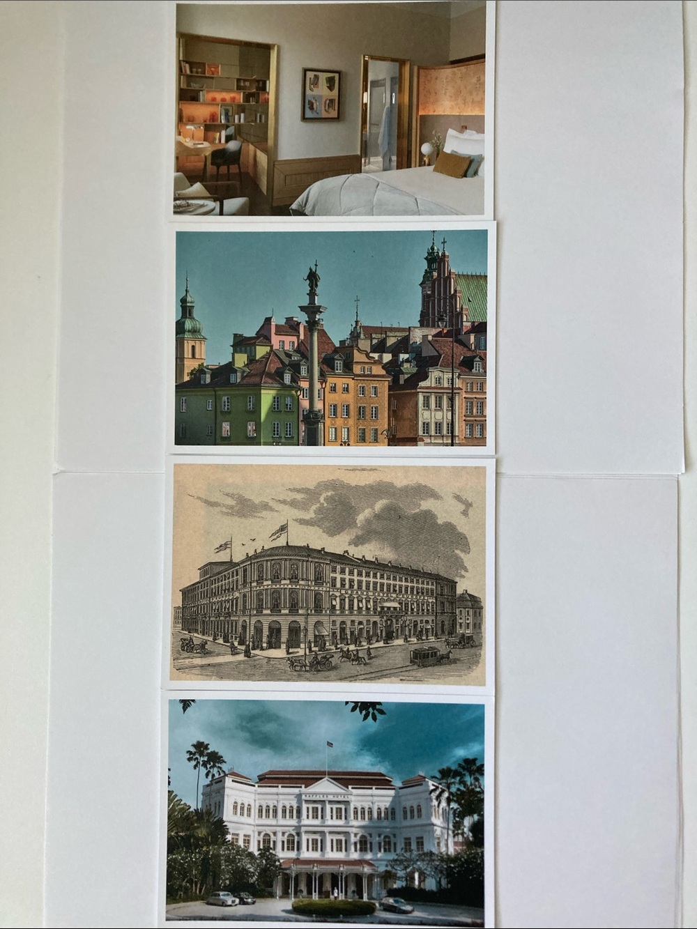 Set of 4 Raffles Europejski Warsaw Luxury Historical Hotel Postcards Cards